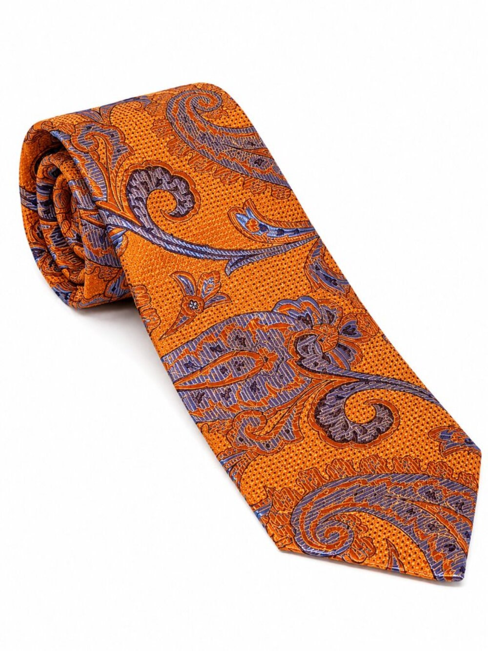 Cremieux Orange Paisley Men's Tie - Classic Silk Look
